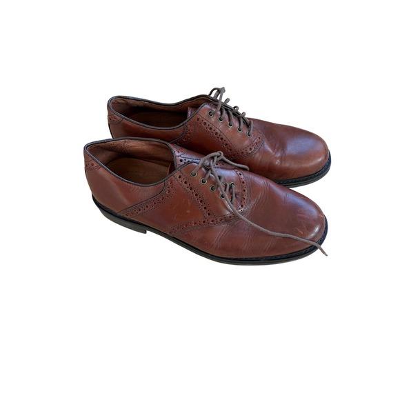 Johnson & Murphy Leather Oxford Dress Shoes Wingtip Lace Up Brown Classic size 8 - Picture 2 of 9